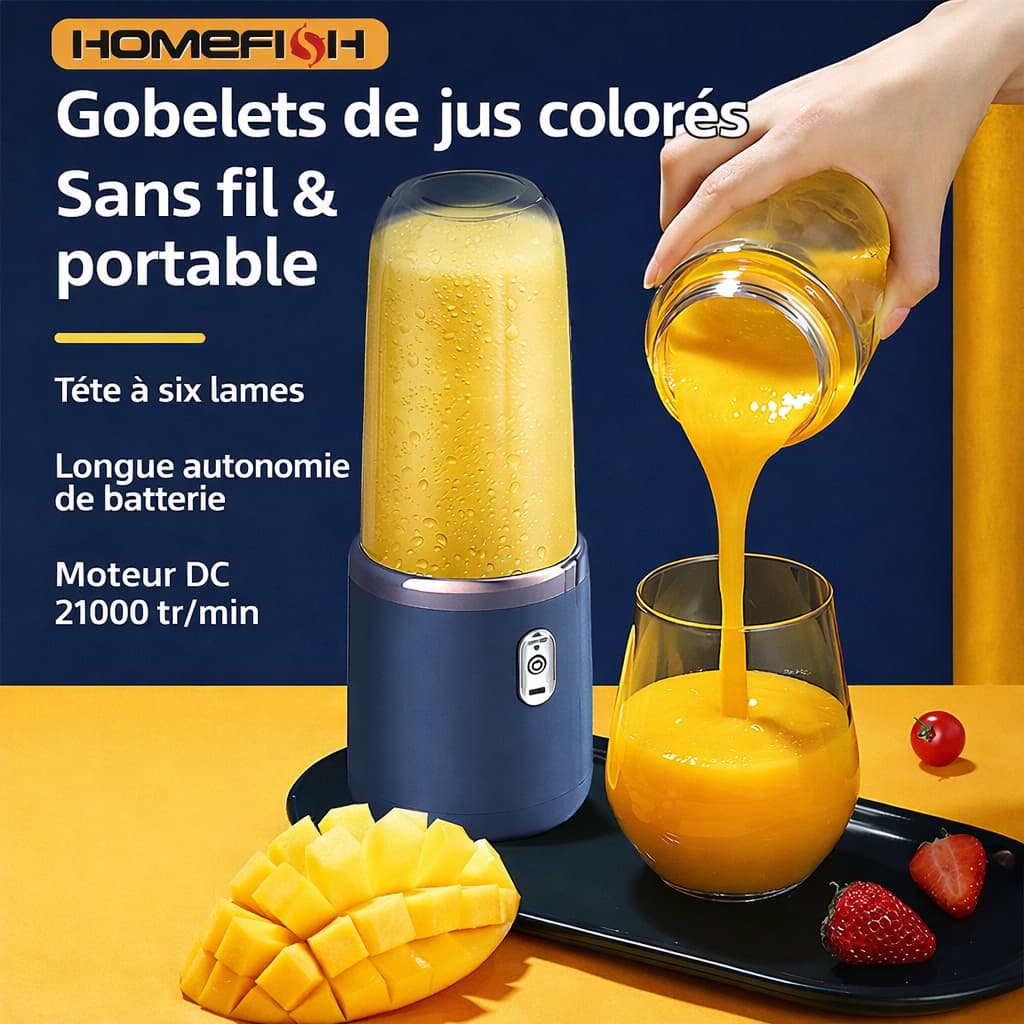 Mixeur de jus & extracteur multifonctions – portable et rechargeable