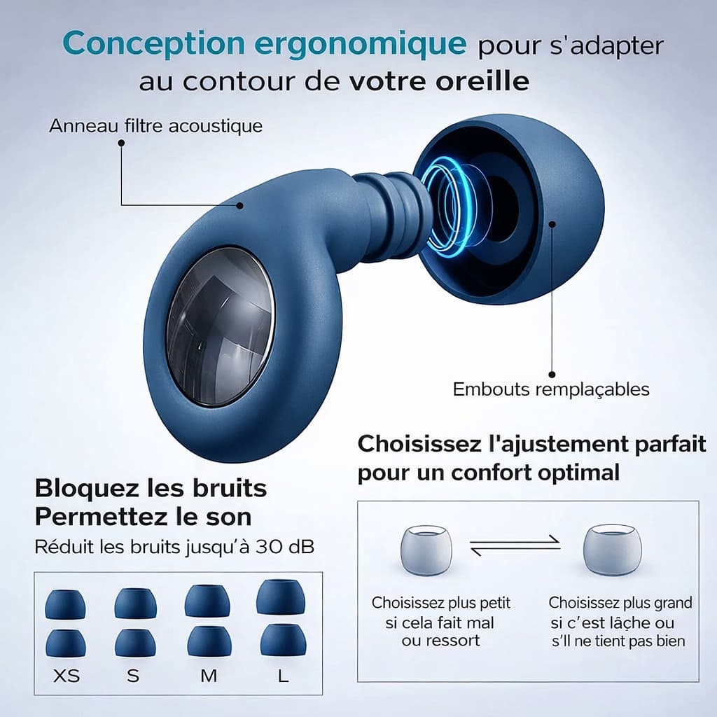 Bouchons d’oreille en Silicone – Réduction du bruit et confort optimal pour le sommeil