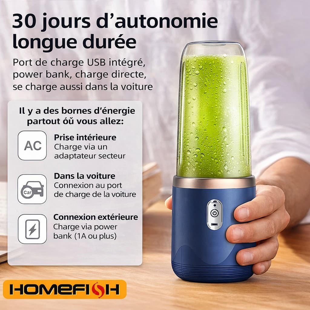 Mixeur de jus & extracteur multifonctions – portable et rechargeable